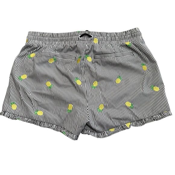 Jolt Stripe Pineapple Ruffle Shorts Black White Stripe Womens Large Drawstring - Picture 2 of 14